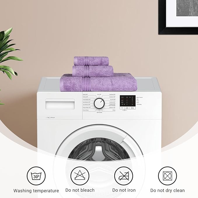 Superior Egyptian Cotton Bath Towel Set, Home Bathroom Towels, Master, Guest Bath, Decor Essentials, Quick Dry, Absorbent, Large Body Towels, Spa, Hotel, Resort, Adult, Kids, Set of 2, Royal Purple