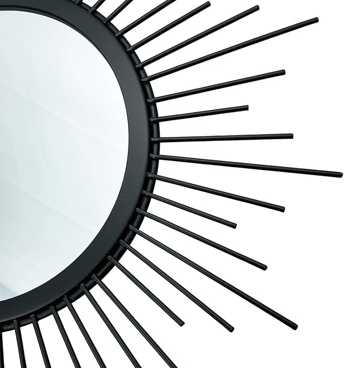 3 Pack Metal Mirrors for Wall Sunburst Wall Mirrors Home Décor Decorative Hanging Wall Art for Living Room Bedroom Entryway (Black, Flower+Sunburst)