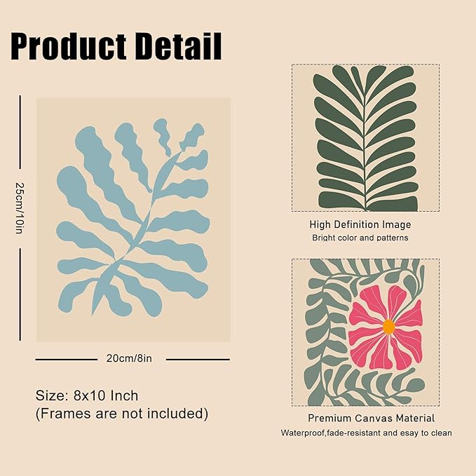 Abstract Botanical Prints Set of 9, Colorful Eclectic Gallery Wall Art Wavy Flower Floral Plant Wall Decor, Aesthetic Bedroom Decor Canvas Artwork Painting, Maximalist Art Prints & Posters for Boho