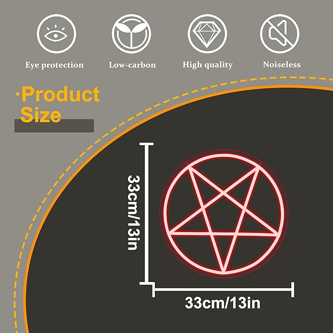 Satanic Pentagram Neon Sign, Dimmable LED Gothic Pentagram Neon Light, USB Powered for Home Bedroom Dorm College Party Christmas Gifts(13 * 13in)