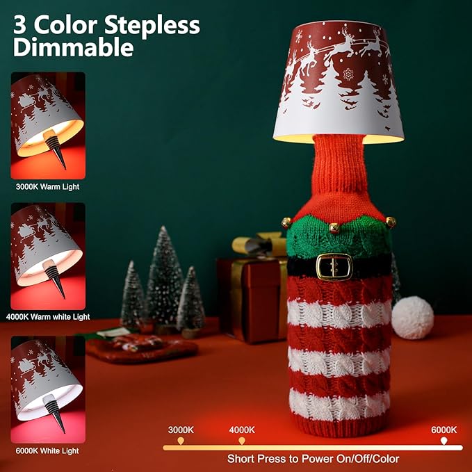 2025 New Wireless Bottle lamp, Customized Indoor/Outdoor Decoration (Red Elk)