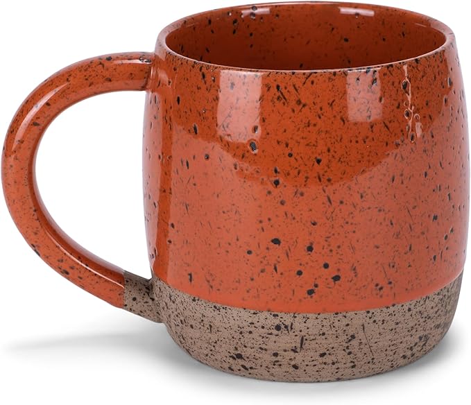 Elanze Designs Speckled Raw Bottom 17 ounce Ceramic Mugs Pack of 4, Burnt Orange