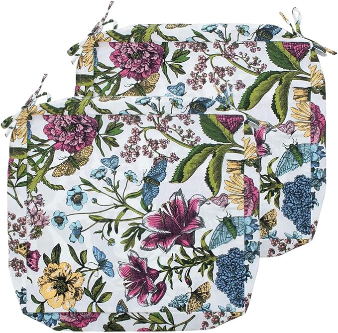 FUNHOME Outdoor Cushion Covers 24 x 22 x 4 inch,Set of 2,Replacement Seat Cushion Cover for Patio Furniture Chair,Water Resistant,Fade-Resistant Slipcover Only,No Insert(Butterfly Flower)