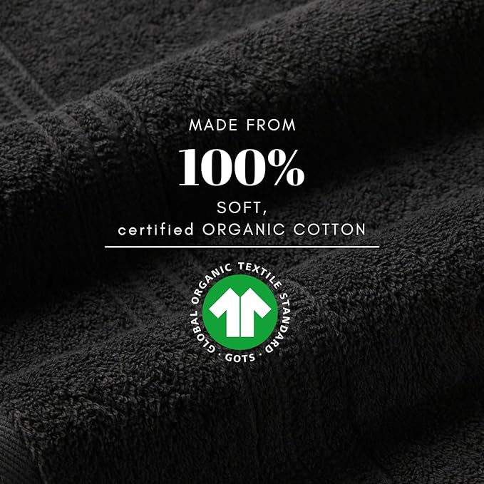 HOMELOVER 4 Piece Towel Set - 100% Organic Cotton 2 Bath Towels & 2 Hand Towels - 500 GSM, Hotel Quality, Soft, Highly Absorbent & Quick Drying Wash Towels for Kitchen & Bathroom (Charcoal Black)