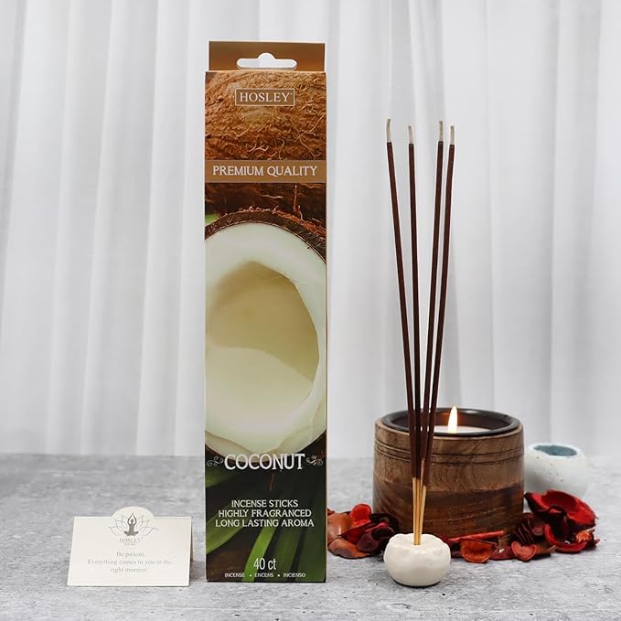 Hosley Aromatherapy 480 Pack Assorted Incense Sticks Black Cherry, Strawberry, Vanilla, Coconut. Idea for Home, Wedding, Spa, Meditation & Aromatherapy