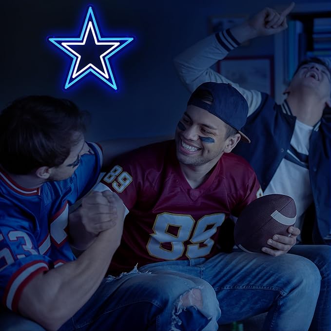 Football Team Neon Sign, Cool Light Up Dimmable Dallas Logo Hanging Led Neon Sign for Wall Decor, Party, Bar, Man Cave, Garage, Game Room Deco, Birthday Gift for Football Fans (B-Cowboy)