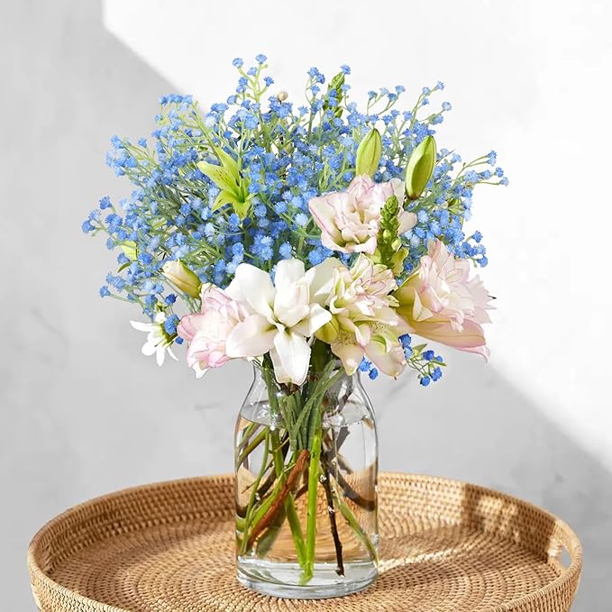 N&T NIETING Babys Breath Artificial Flowers Bulk, 30Pcs Fake Gypsophila Plants Artificial Baby Breath Flowers for Wedding Bouquets Party Home Garden Decoration, Blue