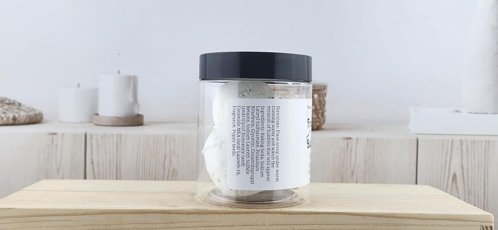 TSA Handmade Very Bubbly Fresh Vanilla Bubble Bath Scoops with Poppy Seeds, Soak, Clean, Spa, Skin Care, Dry Skin, Moisturizer, Scented Soap, Sensitive, Woman, Kids, Gift, Relax, 3 1.1 oz Scoops