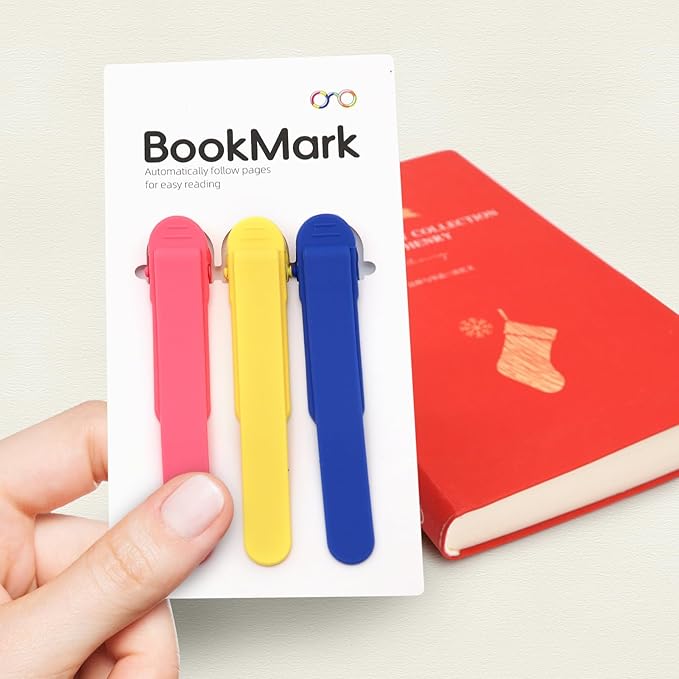SMUK 3pcs Silicone Automatic Bookmark, Unique Bookmark Page Keeper for Reading Lovers Women Men Kids Teachers, Book Page Holder Markers Clip Book Marks Reading Accessories Gifts