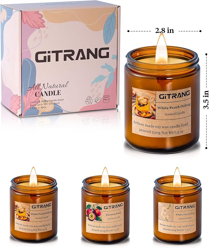 4 Pack Scented Candle Set, 30OZ 200H Long Lasting Home Aromatherapy Candles, Jar Candles Gift for Birthday Anniversary and Thanksgiving Day Present