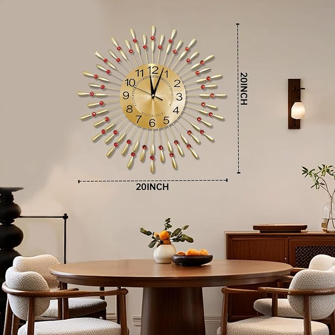 Wall Clock,20inch Decorative Wall Clocks Silent Quality Quartz Battery Operated,Large Wall Clock for Living Room,Kitchen,Home,Bathroom,Bedroom Wall Decor