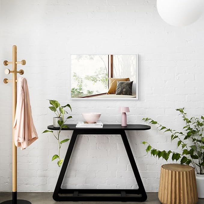 AAZZKANG Wall Mirror Large Rectangular White Mirrors with Metal Frame for Farmhouse Bathroom Bedroom Living Room Entryway Hanging Vertically or Horizontally 20"x16"