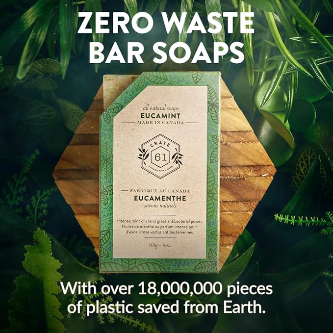 Handmade in Canada, Plant Based Cold Process Natural Bar Soap For Face And Body, With Premium Essential Oils, For Men And Women 3 Pack (Eucamint)
