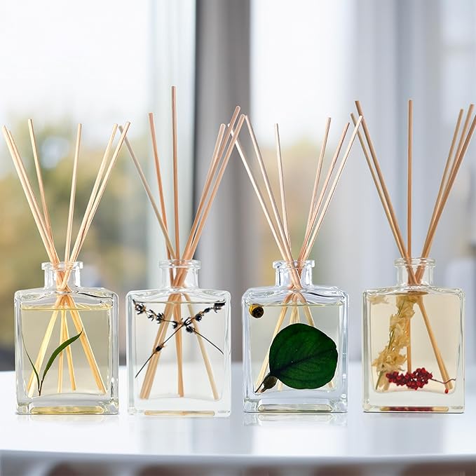 Urban Naturals Holiday Cheer Reed Diffuser Set – Cranberry, Cinnamon, Evergreen, Cedar & Smokey Wood – 5 Ounce Sleek Black Rectangular Refillable Glass Bottle – Made in The USA