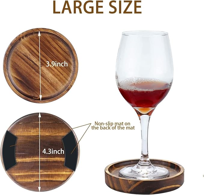 Wooden Coasters for Drinks - Natural Wood Drink Coasters Set with Holder for Modern Home Decor,Coasters for Coffee Table Tabletop Protection for Any Table Type, Set of 5-4.3Inches