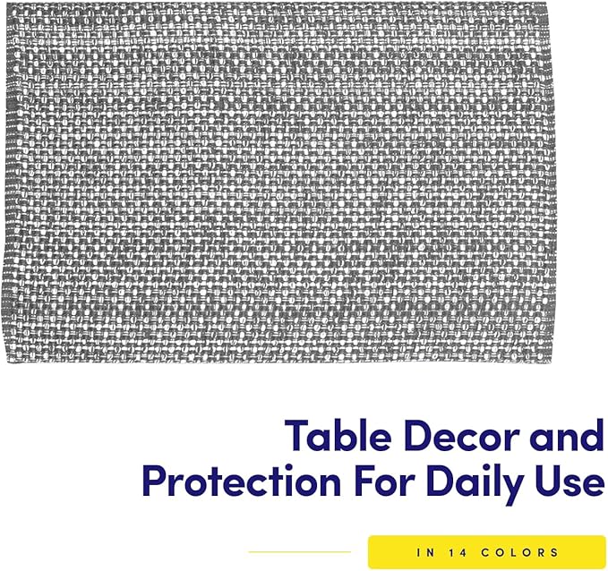 Sweet Home Collection 100% Cotton Placemats for Dining Room Rectangle Two Tone Woven Fabric 13" x 19" Soft Durable Table Mat Set, Set of 6, Gray