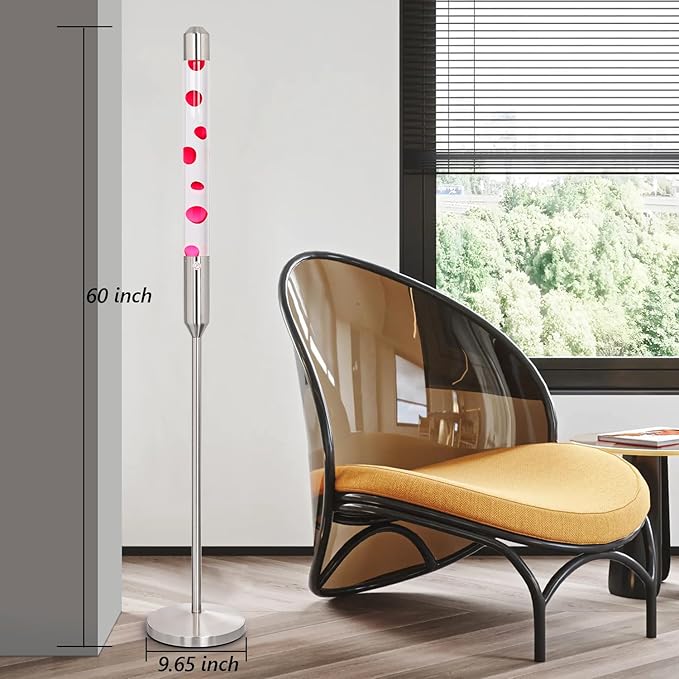 59-Inch Liquid Motion Lamp,Magma Lamp, Mood Relaxation Light,Suitable for Home Decoration, Living Room, Office, Bedroom, café (59 inch Clear Water red Wax/Silver)