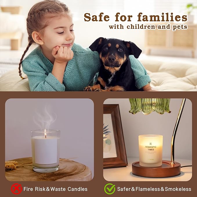 Glass Candle Warmer Lamp with Timer, Electric Candle Warmer Lamp, Birthday Gifts for Women, Mom, Female Friend, Flower Candle Lamp Warmer Gifts, Aromatic Candle Warmer Light for Vintage Home Decor