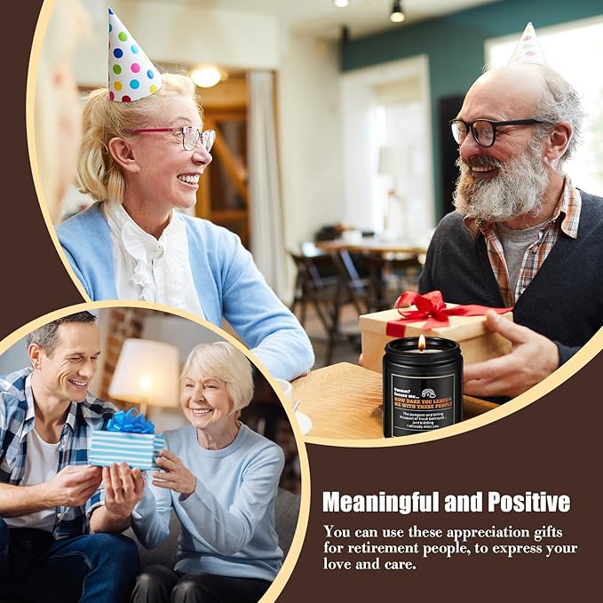 Funny Farewell Gifts: Retirement Scented Candle and Keychain Set for Men, Women & Coworkers