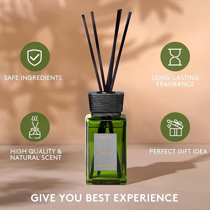 Floral Reed Diffuser Set, Jasmine & Lily of The Valley Scented Diffuser with Sticks, Reed Diffusers for Home and Office Decor