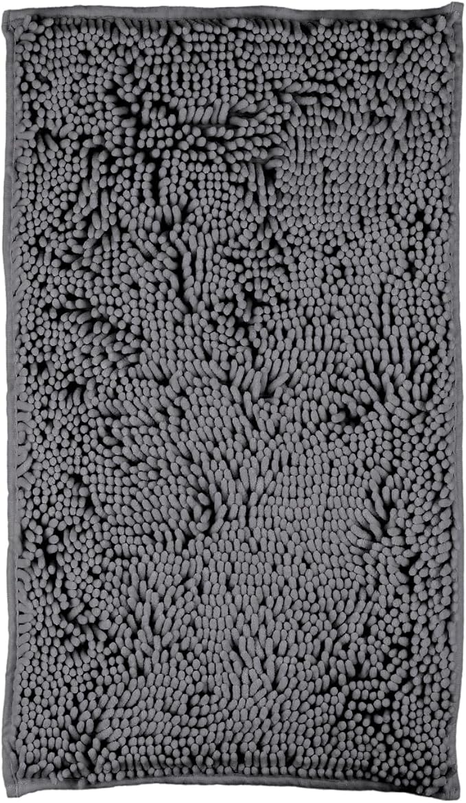 ZiYiJuan Bathroom Rugs, Super Absorbent Luxury Shaggy Chenille Bath Mats,Dark Gray 17x24