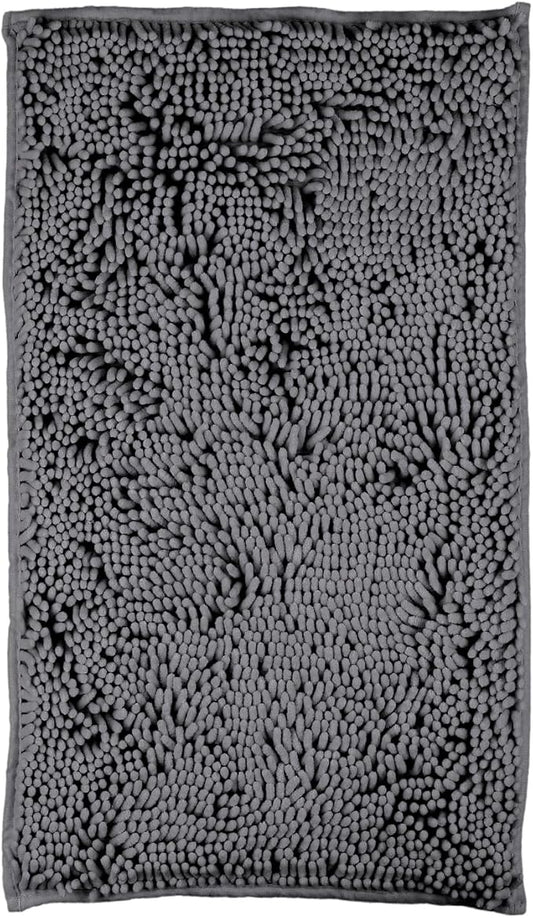 ZiYiJuan Bathroom Rugs, Super Absorbent Luxury Shaggy Chenille Bath Mats,Dark Gray 17x24