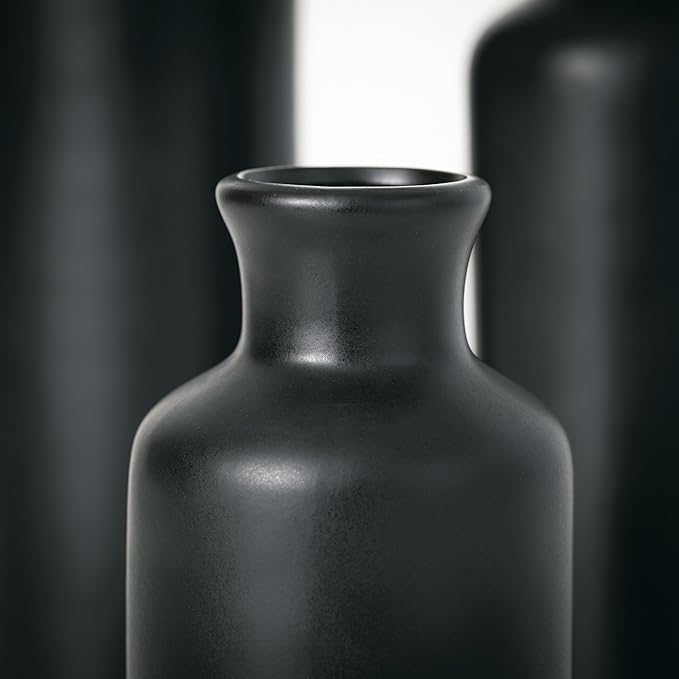 Sullivans Ceramic Black Vase Set, Modern Home Decor Decorative Vases for Your Kitchen, Bedroom, Office, Living Room, Bathroom, & Shelf Decor, Centerpiece Table Decorations, Small Vases (CM3038)