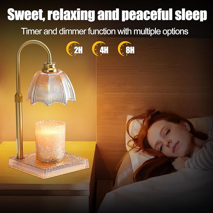 Candle Warmer Lamp with Timer - Electric Candle Wax Melt Warmer with Adjustable Height and Dimmer for Scented Candle Wax, Homer Décor and House Warming Birthday Gifts for Women Mom