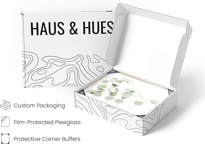 HAUS AND HUES Botanical Plant Wall Art Prints - Set of 4 Plant Wall Decor Prints, Floral Kitchen, Flower Leaves Wall Art, Boho Leaf Eucalyptus Wall Decor, Green Botanical Poster (Beige Frame, 16x20)
