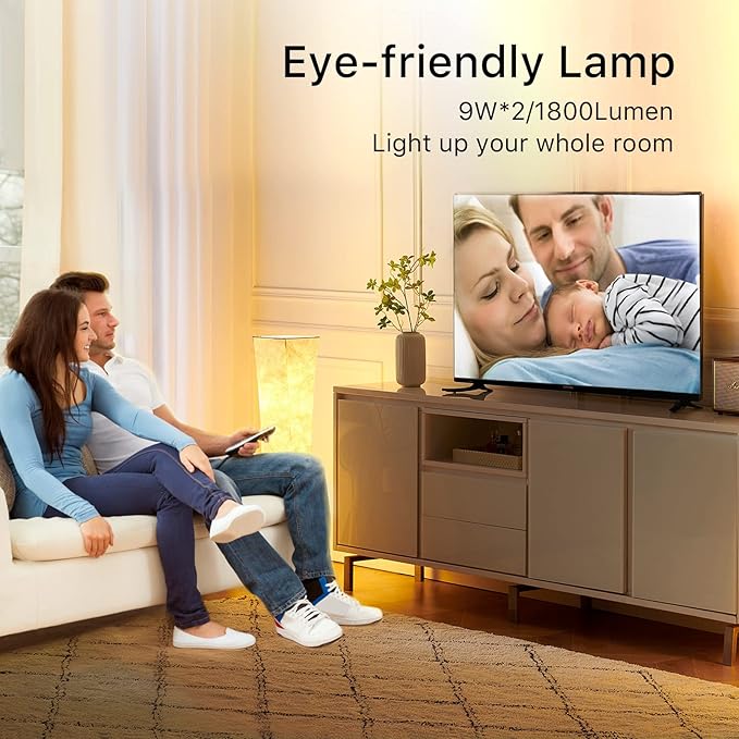 chiphy Floor Lamp, Dimmable 39" (XS) Tall Standing Lamp, 3 Levels Adjustable Brightness LED Bulbs, Column Floor Light, Red Gradient Fabric Lampshade, Home Decor for Living Room, Bedroom, Kids Room
