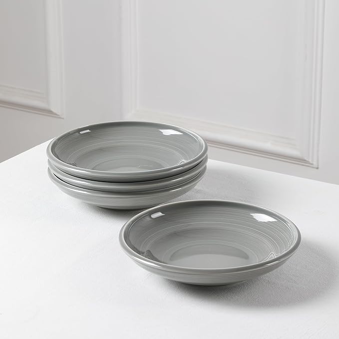 Earth & Clay Harmony 24-Piece Dinnerware Set Stoneware, Plates and Bowls Set, Includes Dinner and Salad Plates, Cereal Bowls, Dishwasher and Microwave Safe, Dishes for 8, Grey