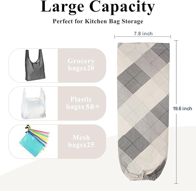 Heavy Duty Plastic Bag Holder and Organizer for Home Kitchen, Grocery Storage - Hanging, Wall Mounted, Diamond