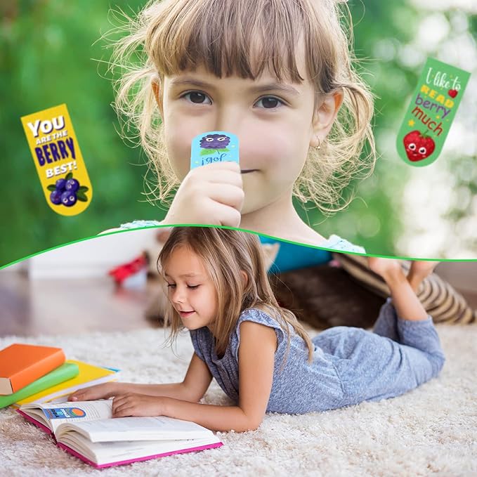 48 Pack Scented Bookmarks Magnetic Scratch and Sniff Fruit Food Bookmarks for Kids Cute Page Markers with Sayings for Kids Students Teens Teachers(Fruit Flavor)