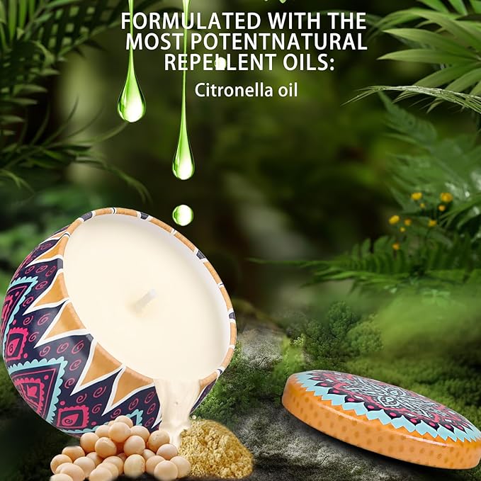 12 Pack Citronella Candles Outdoor - 52.8 Oz Soy Wax Candle Set, 360 Hour Long Lasting Scented Candles for Camping, Garden, Party
