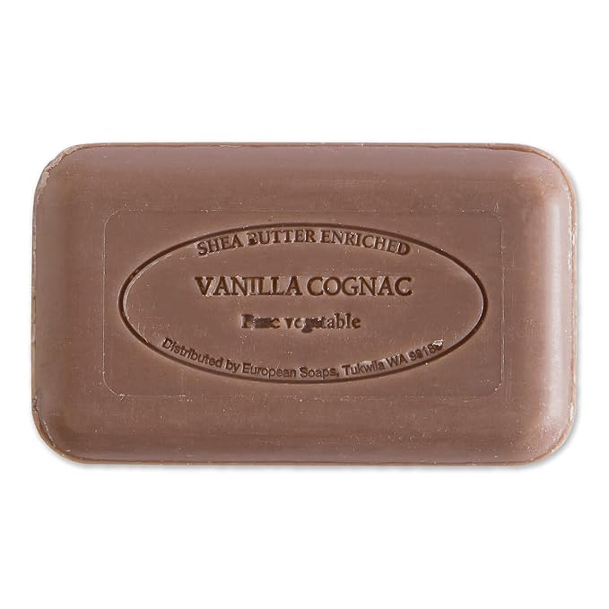 Pre de Provence Artisanal Soap Bar, Natural French Skincare, Enriched with Organic Shea Butter, Quad Milled for Rich, Smooth & Moisturizing Lather, Vanilla Cognac, 5.3 Ounce