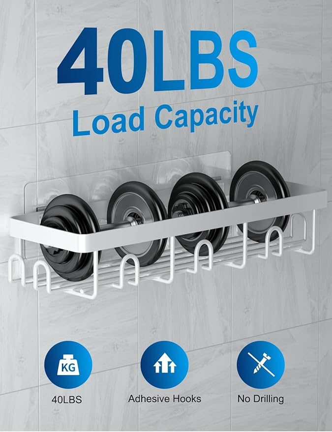GVY Shower Organizer 5 Pack, Adhesive Shower Caddy Bathroom Shelves,Rustproof Bathroom Organizers and Storage for Home Decor, No Drilling Shower Shelves for Apartment Essentials