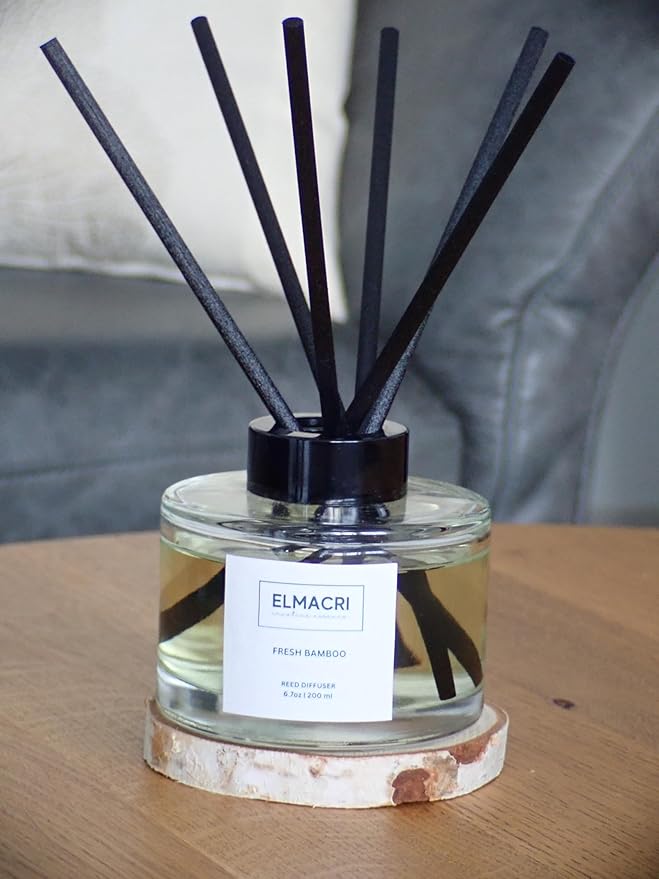 Reed Diffuser, 6.76 fl oz (200ml) - Fresh Bamboo Scent Diffuser for Home, Office, Bathroom - Elegant Home Fragrance with Diffuser Sticks