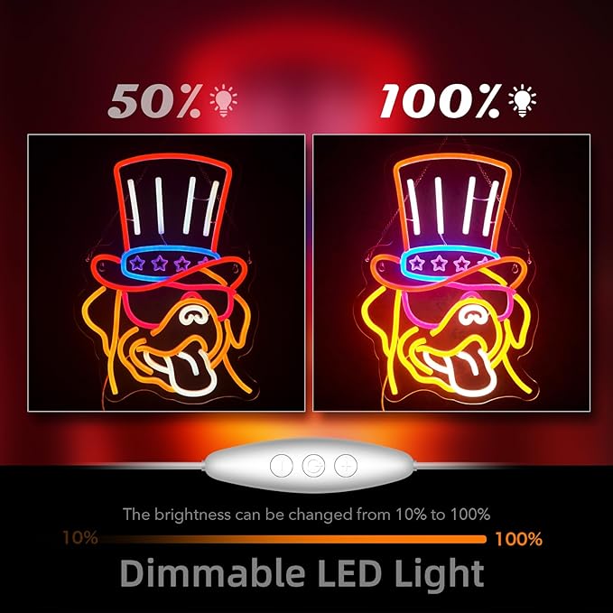 Top Hat Labrador Neon Sign Sunglasses Cute Dog Neon Sign for Wall Decor Cute Dog USB Dimmable LED Neon Lights for Bedroom Zoo Pet Shop Cat Cafe Decoration Gif for Teen Boys Girls Christmas