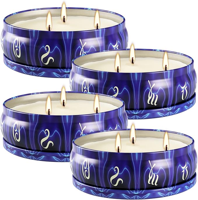 Citronella Candles, 4 x 80hrs Long Lasting 3 Wicks Scented Candles, Large 14.5 oz Decorative Indoor & Outdoor Candles for