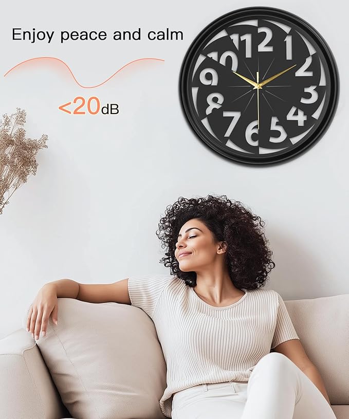 Modern Metal Wall Clock – Silent Non-Ticking, Battery Operated Clock with Hollow-Out Design, Decorative Clock for Living Room, Bedroom, or Office Wall Decor-18”