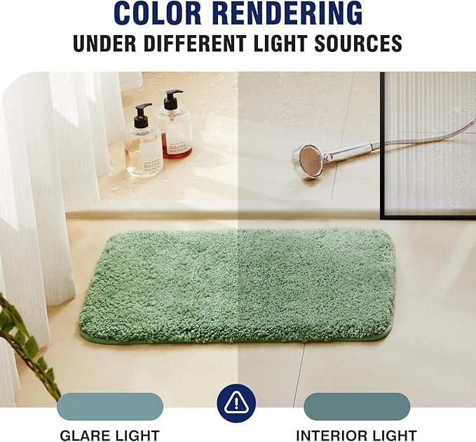 TECHMILLY Super Soft Shaggy Bathroom Rugs, Absorbent Thick Non Slip Microfiber Bath Rugs, Quick Dry Machine Washable Bath Mat for Bathroom Floor, Bathtub and Shower 20"x32"