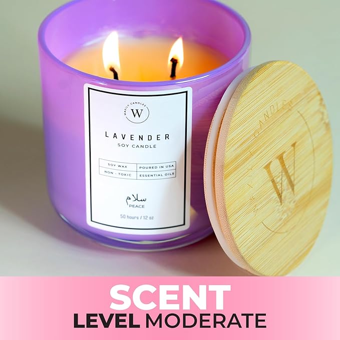 Waxily Lavender Soy Candle | Aromatherapy Candles | Non Toxic, Long Lasting, Large Essential Oil Candle | Luxury Gift, Sleep Support, Calming Spa, Bedroom, Vegan, Clean Burning, Home Decor | 12oz