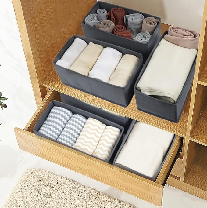 KIKILIE 6 Pack Foldable Clothing Organizers, Multi-purpose Drawer Dividers for Shirts, Bra, Socks and Panties (DD5250)