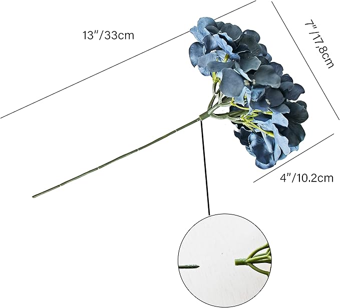 Mandy's 10 Stems Dusty Blue Silk Hydrangea Flowers – Artificial Centerpiece for Wedding & Home Decor