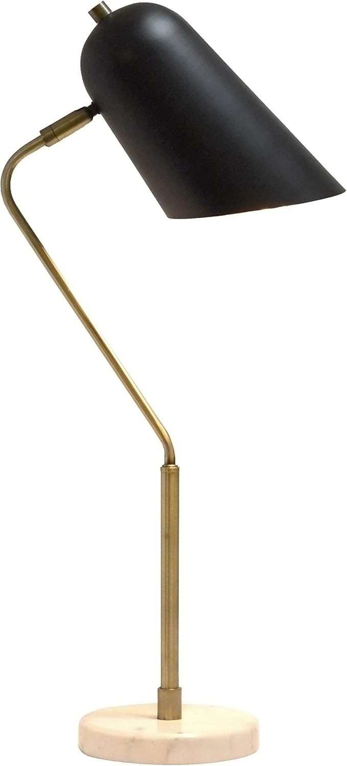Elegant Designs LD1058-ABS Antique Brass and Marble Base Arched Desk Lamp