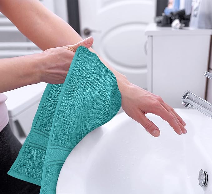 Utopia Towels 6 Pack Premium Hand Towels Set, 16 by 28 inches, 100% Ring Spun Cotton, Ultra Soft and Highly Absorbent 600GSM Towels for Bathroom, Gym, Shower, Hotel, and Spa, Turquoise