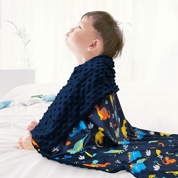 Minky Baby Throw Blanket for Boys, 50x60 Inches Soft Lightweight Micro Fleece Blanket with Double Layer, Dotted Backing, Breathable Receiving Blanket for Newborns, Dinosaur