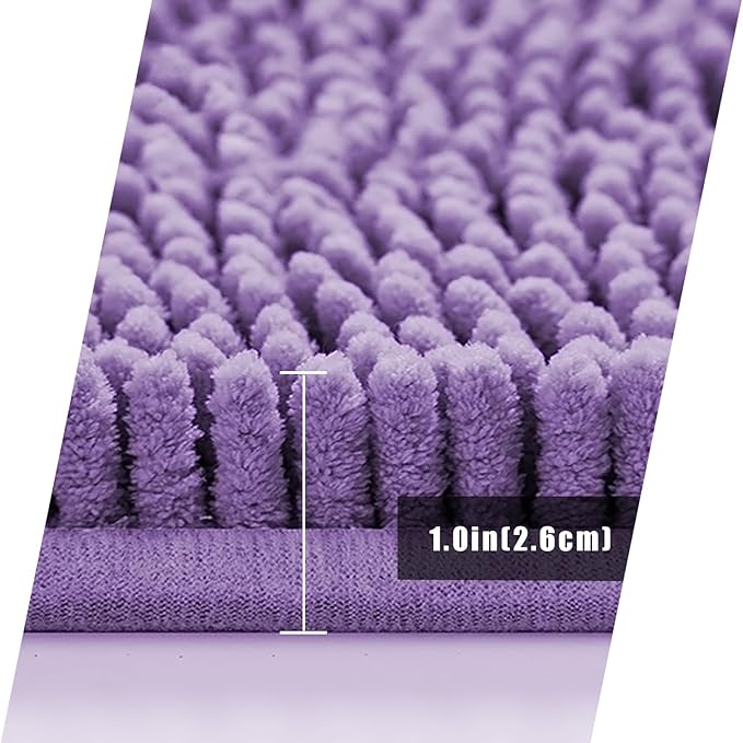 Bathroom Rugs Mat 36x24 Non Slip Chenille Bath Mats Bath Rugs for Bathroom Shower Purple