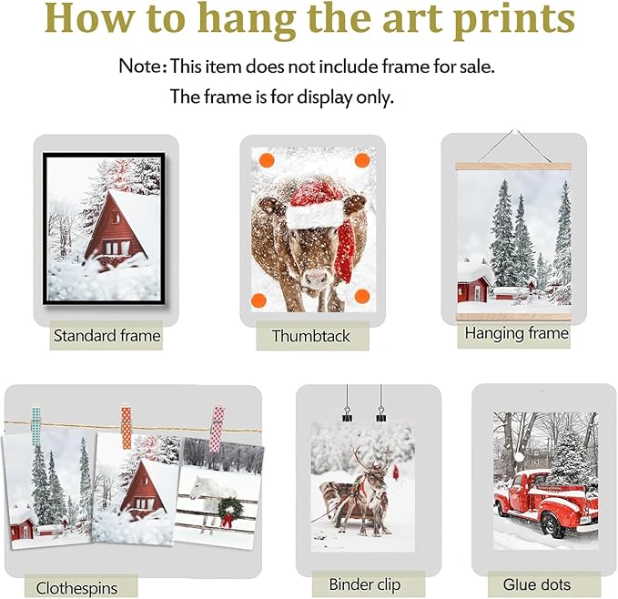 Quzenu Christmas Wall Art Elk Horse Bull Christmas Wall Decor Canvas Prints For Living Room Decor Scandinavian Natural Posters Reindeer Pine Forest Farmhouse Wall Decor