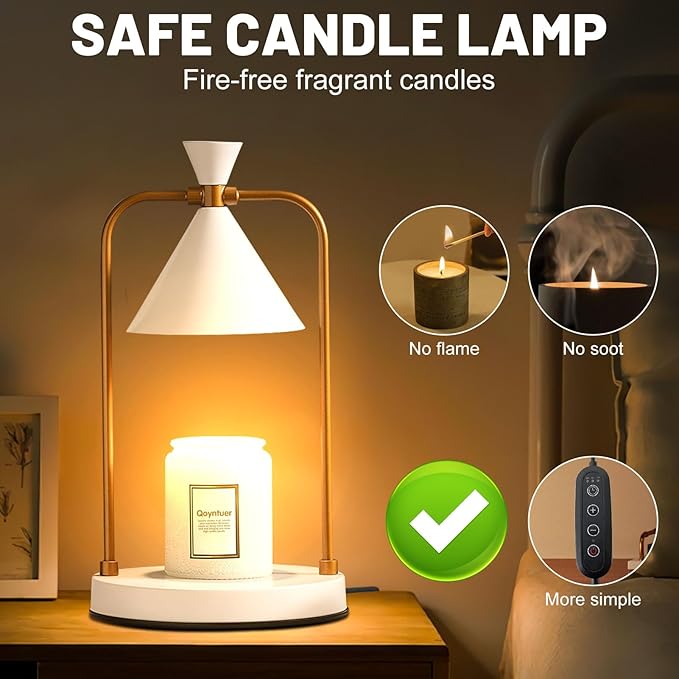 Candle Warmer Lamp with Timer Dimmer, Birthday Gifts for Women Mom, House Warming Gifts New Home Room Decor, Plug-in Operated Wax Melt Warmer for Scented Jar Candles with 2 Bulbs